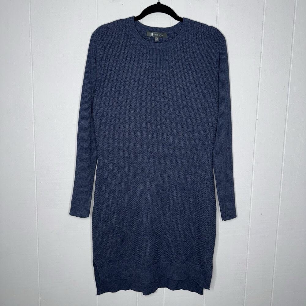 Title Nine Women’s Woolicious Waffle Sweater Dress Blue Size Medium